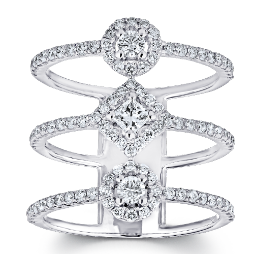diamond trio band halo open ring diamond trio band halo open ring
