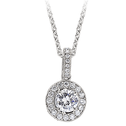 diamond round halo milgrain semi mount pendant diamond round halo milgrain semi mount pendant