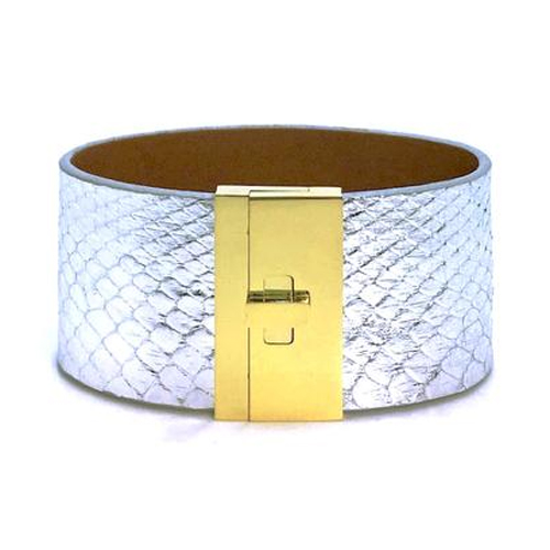 Wide Turnlock Cuff Silver Python