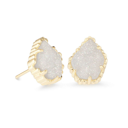 Tessa Gold Stud Earrings In Iridescent Drusy