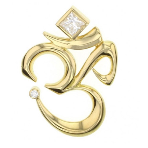 Diamond Om Pendant made in 14k Yellow Gold 043ct