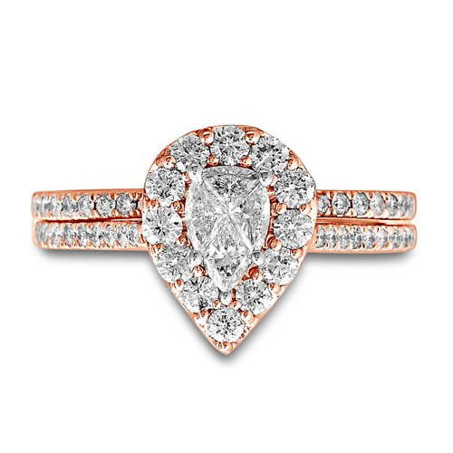 1 CT TW MULTIDIAMOND ENGAGEMENT RING SET IN 14K ROSE GOLD