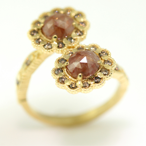 limited collection mosaic bypass ring with 1.43tcw rustic red diamonds and cognac diamonds limited collection mosaic bypass ring with 1.43tcw rustic red diamonds and cognac diamonds