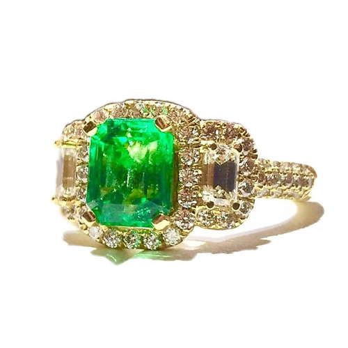 Custom Emerald and Diamond Ring