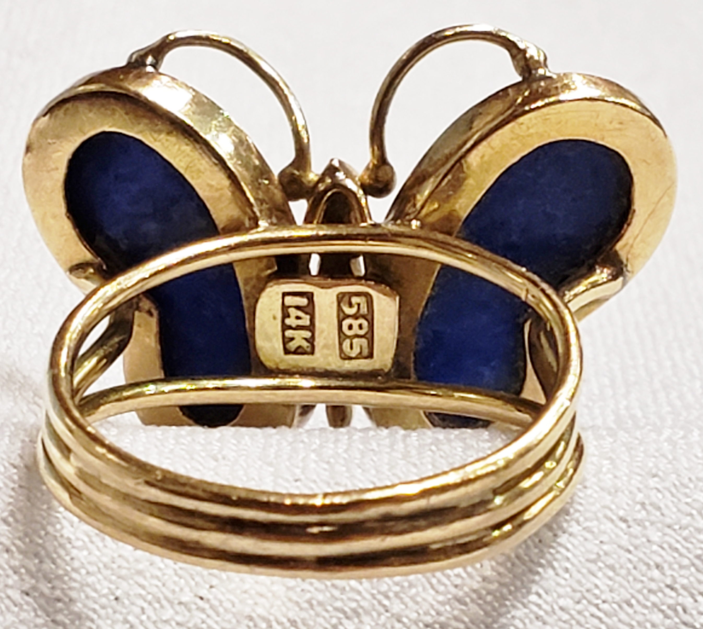 London Coin Galleries Mission Viejo - 14 K Yellow Gold Lapis Butterfly Ring