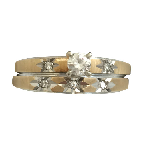 Gold and Diamond Wedding Ring Set