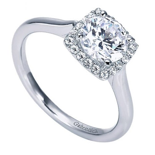 14k White Gold Diamond Halo Half Round Ring  ER7818W44JJ