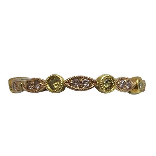 18 k pink & yellow diamond band 18 k pink & yellow diamond band
