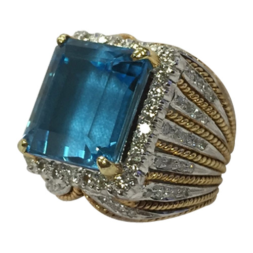 large blue topaz ring with diamond accents large blue topaz ring with diamond accents