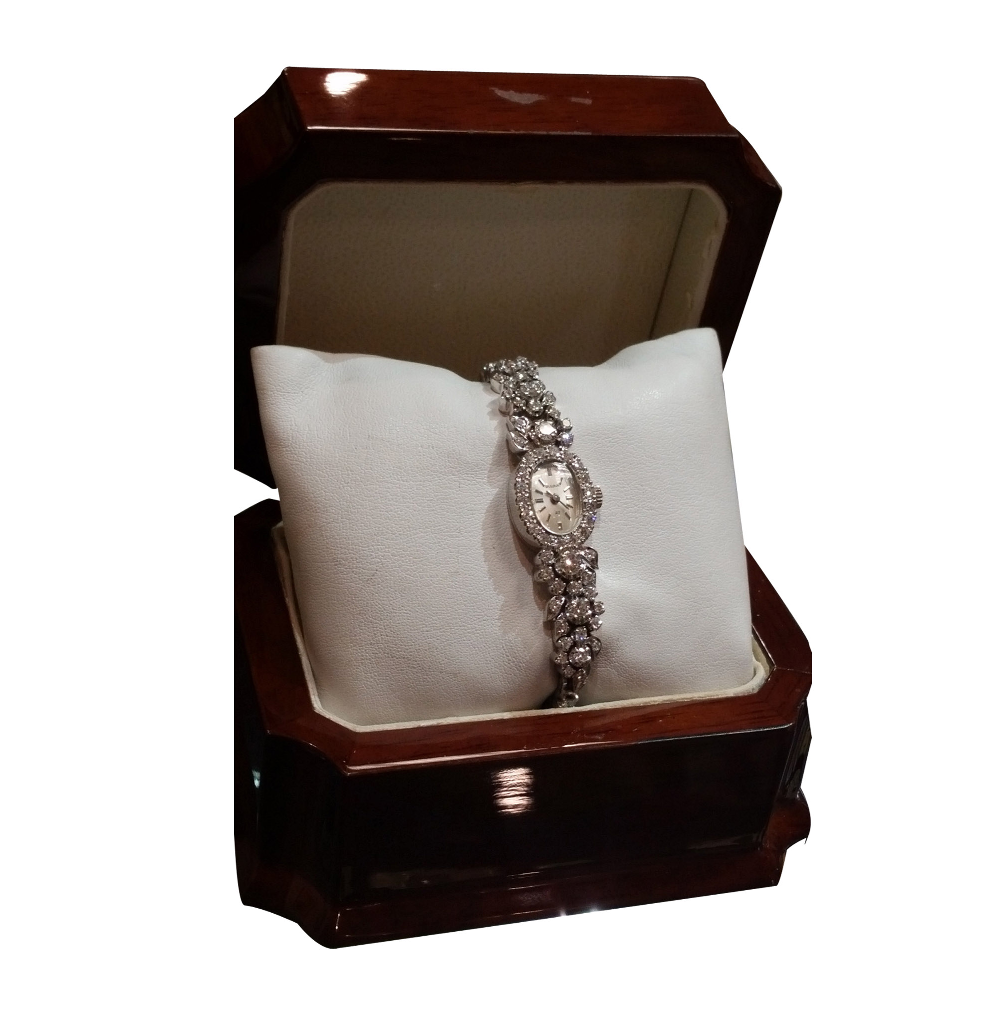 ladies 14kt white gold & diamond bulova watch (store special) ladies 14kt white gold & diamond bulova watch (store special)