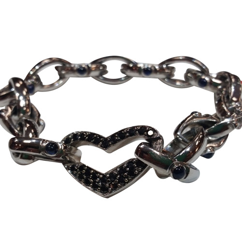 custom white gold, white & black diamond heart bracelet custom white gold, white & black diamond heart bracelet