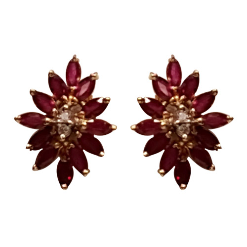 14KT Diamond  Ruby Earrings