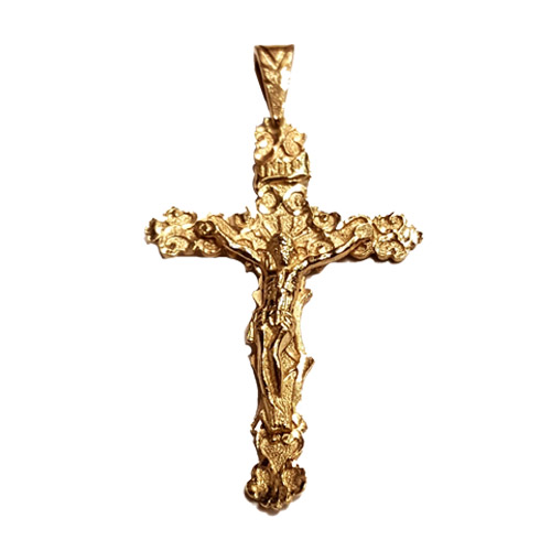 14K Yellow Gold Crucifix Cross Pendant