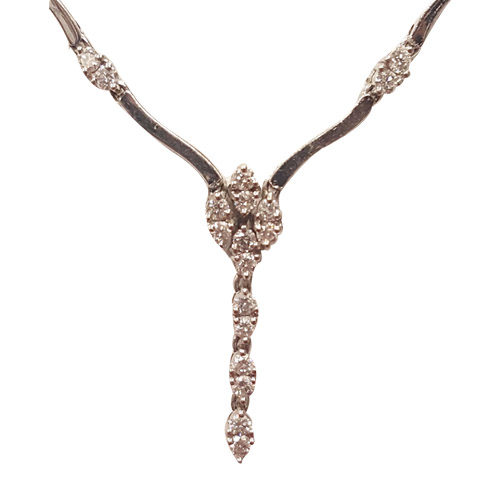 14K White Gold and Diamond Necklace