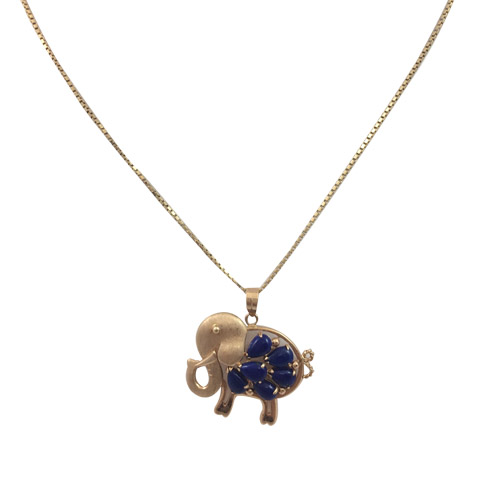 14k gold lapis elephant pendant & necklace 14k gold lapis elephant pendant & necklace