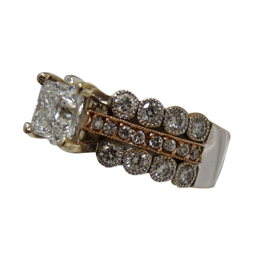 princess cut diamond ring in white & rose gold princess cut diamond ring in white & rose gold