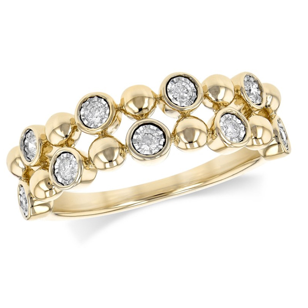 Ladys Yellow 14 Karat Fashion Ring with 9  16 cttw Round GH SI1 Diamonds