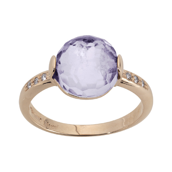 Zoccai 18 Karat Rose Gold Amethyst  Diamond Ring