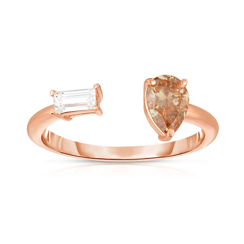 COGNAC AND WHITE DIAMOND CUFF RING