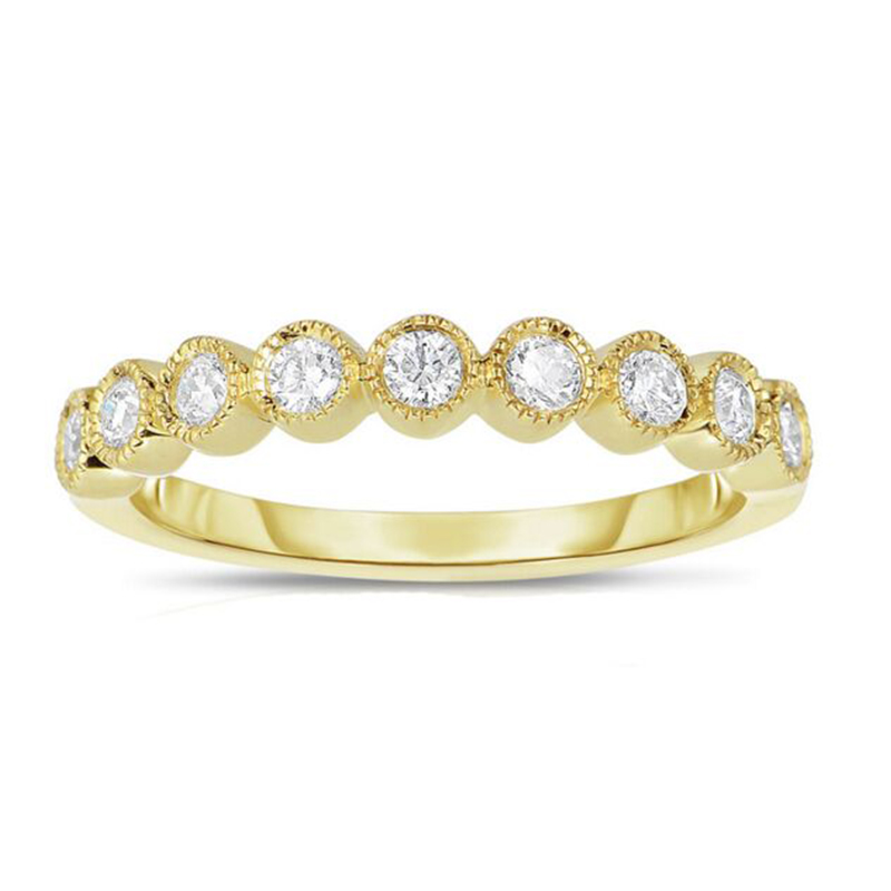 YELLOW GOLD BEZEL SET DIAMOND RING WMILGRAIN YELLOW GOLD BEZEL SET DIAMOND RING WMILGRAIN