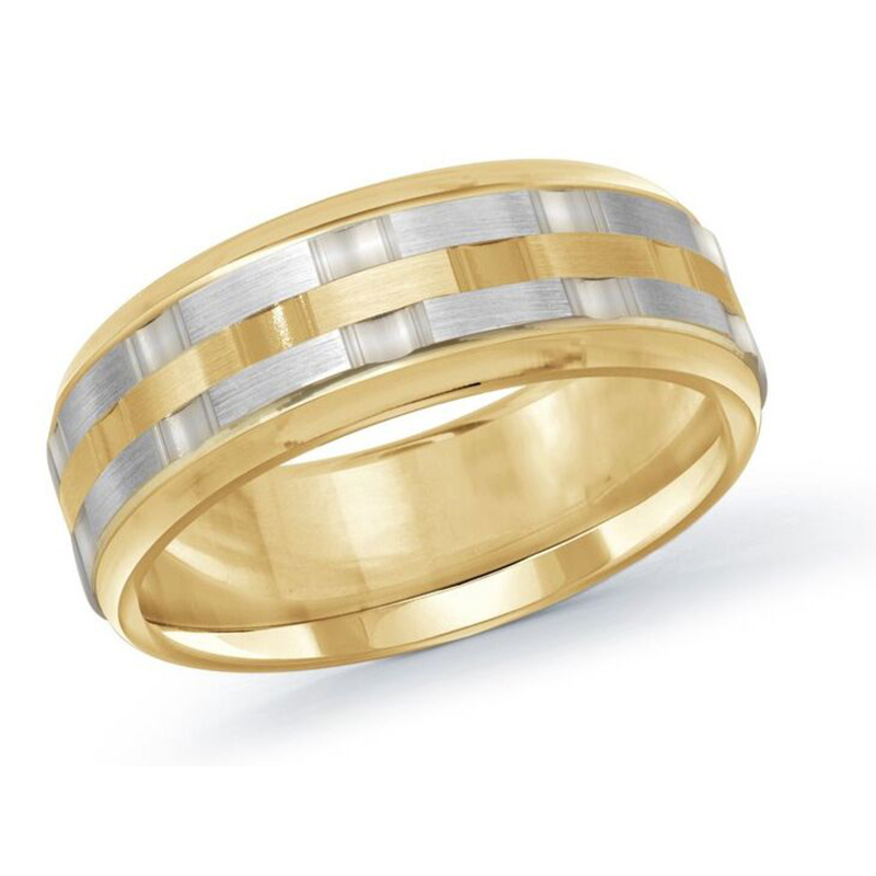 MENS 14K YELLOW  WHITE GOLD MENS WEDDING BAND