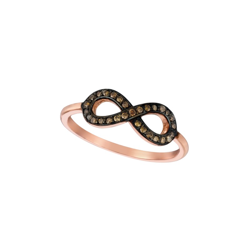 015 ct Champagne diamond infinity ring In 14K Rose Gold