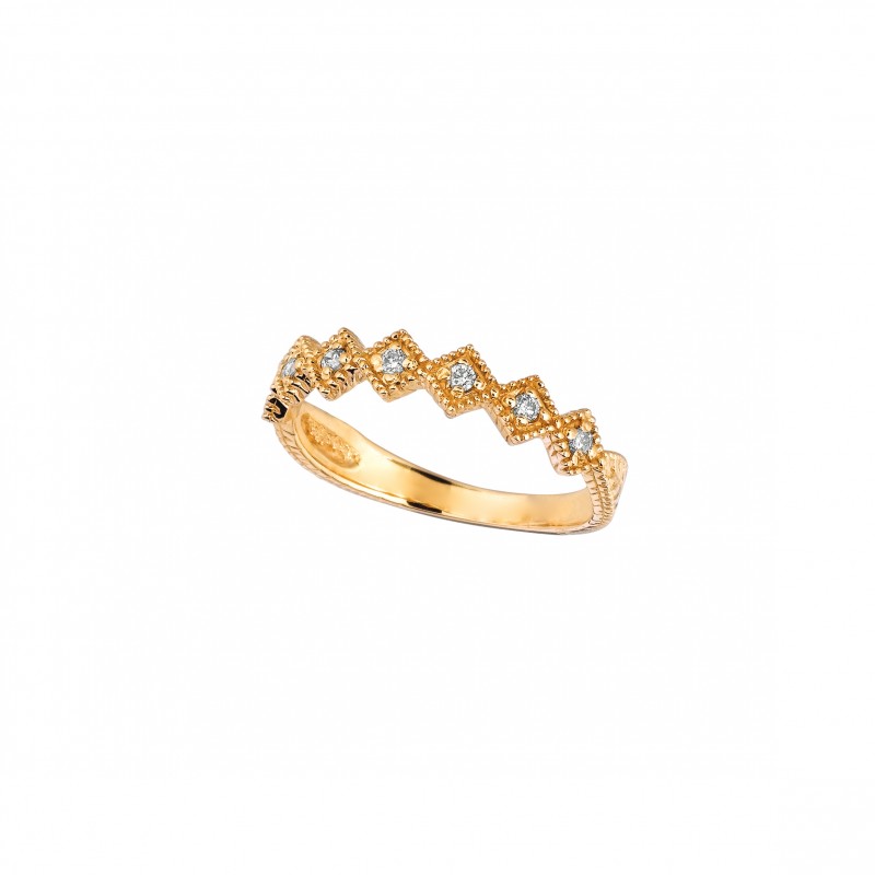 Yellow gold diamond stack ring