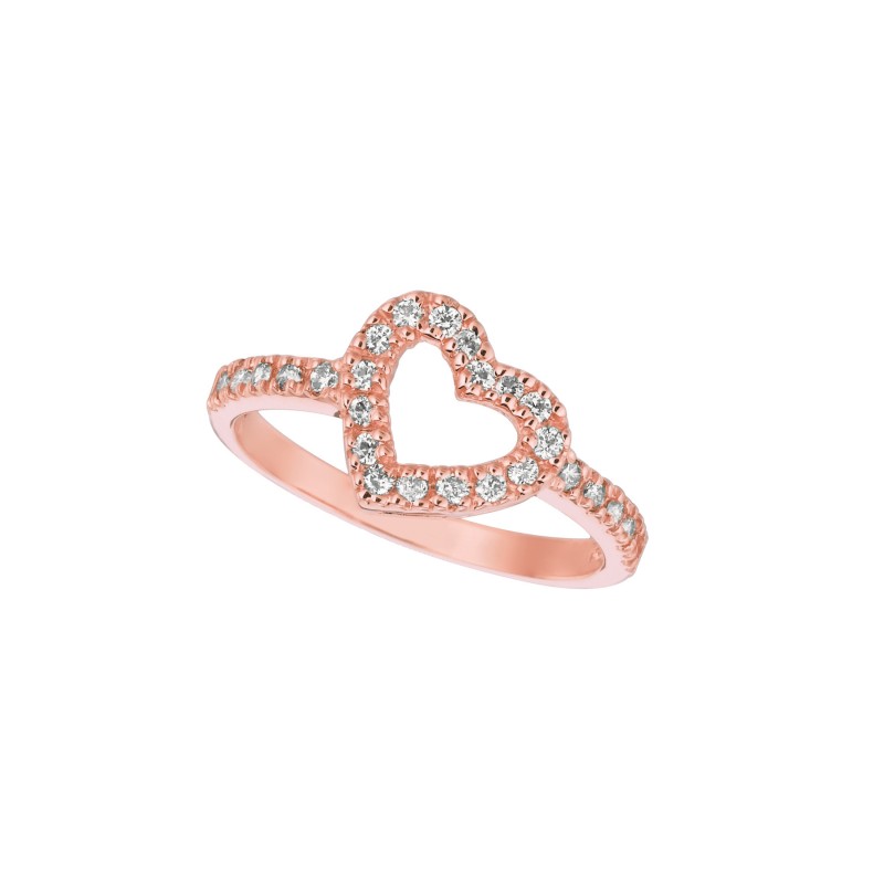040 ct GH SI Diamond Heart Ring In 14K Rose Gold