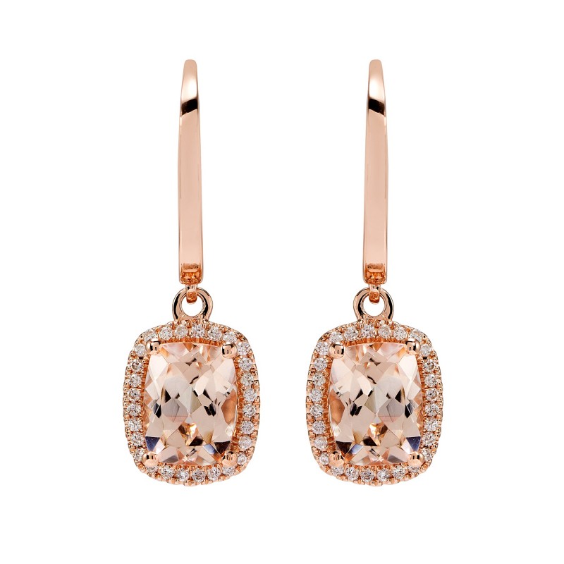 285 ct  Morganite  Diamond Earrings14K Rose Gold