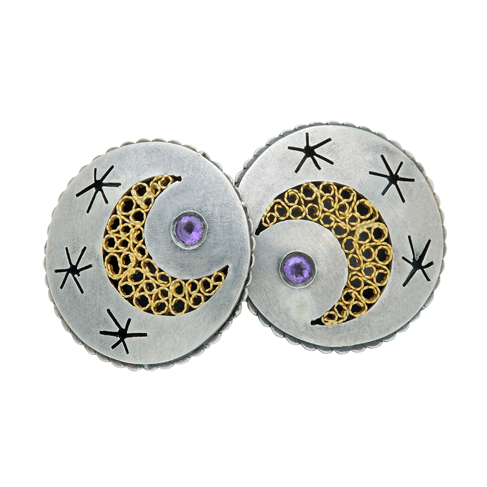 RADI BROS CRESCENT MOON FILIGREE EARRINGS