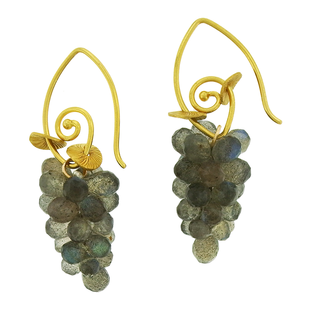 CLARE ULLMAN LABRADORITE CLUSTER DROP EARRINGS