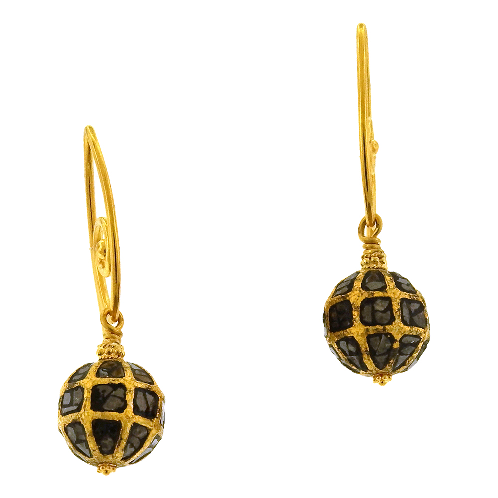 CLARE ULLMAN BLACK DIAMOND BEAD EARRINGS