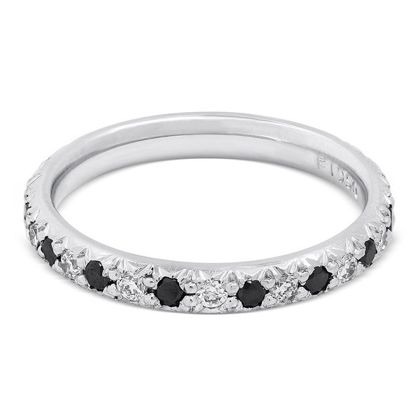 Alternating Black and White Diamond Wedding Band