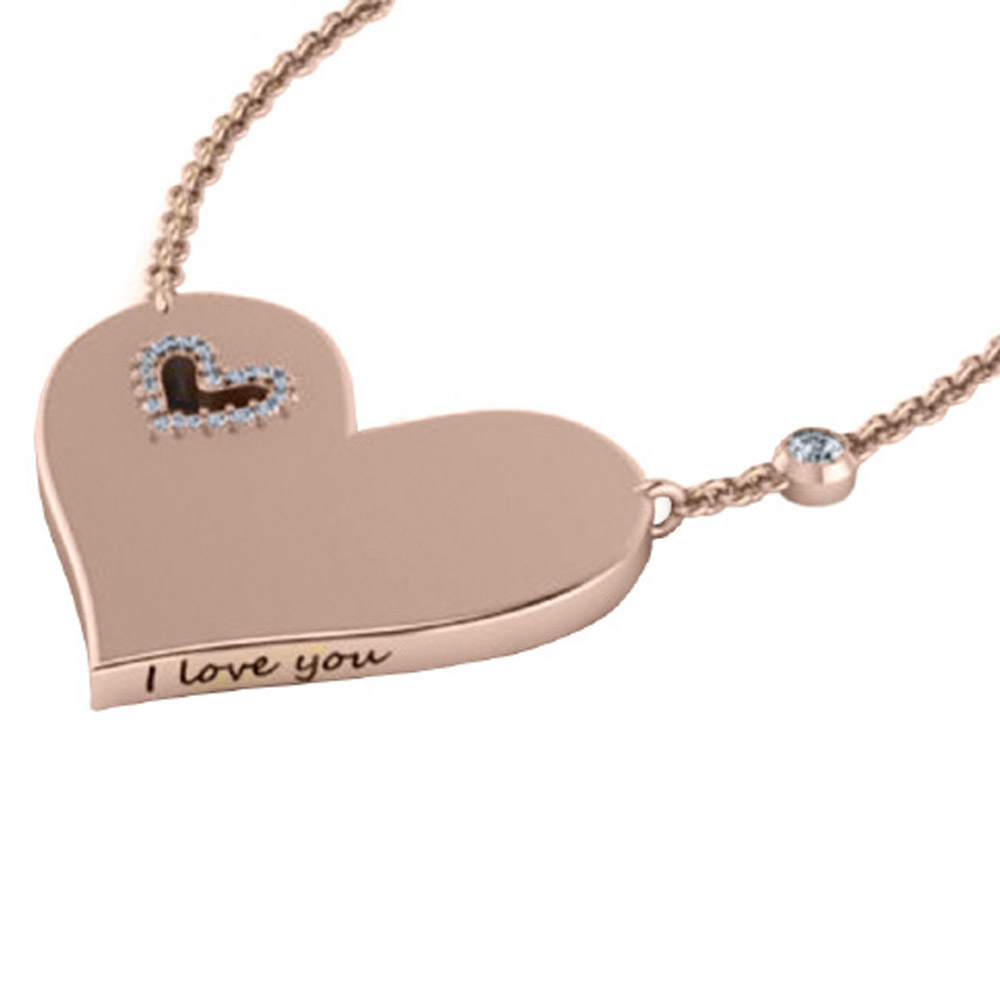 Love Notes 14K Rose Gold  Diamond Heart Necklace