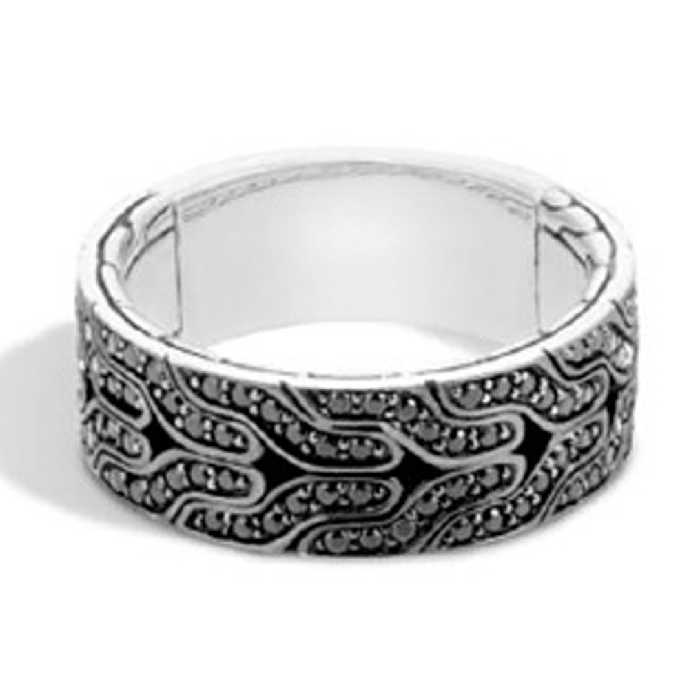John Hardy Classic Chain Sterling Silver  Black Sapphire Band Ring