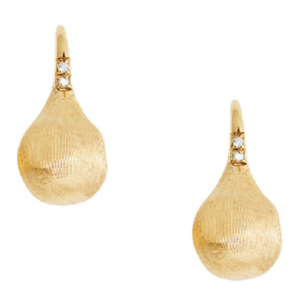 Marco Bicego Africa 18KT Yellow Gold  Diamond Small French Wire Earrings