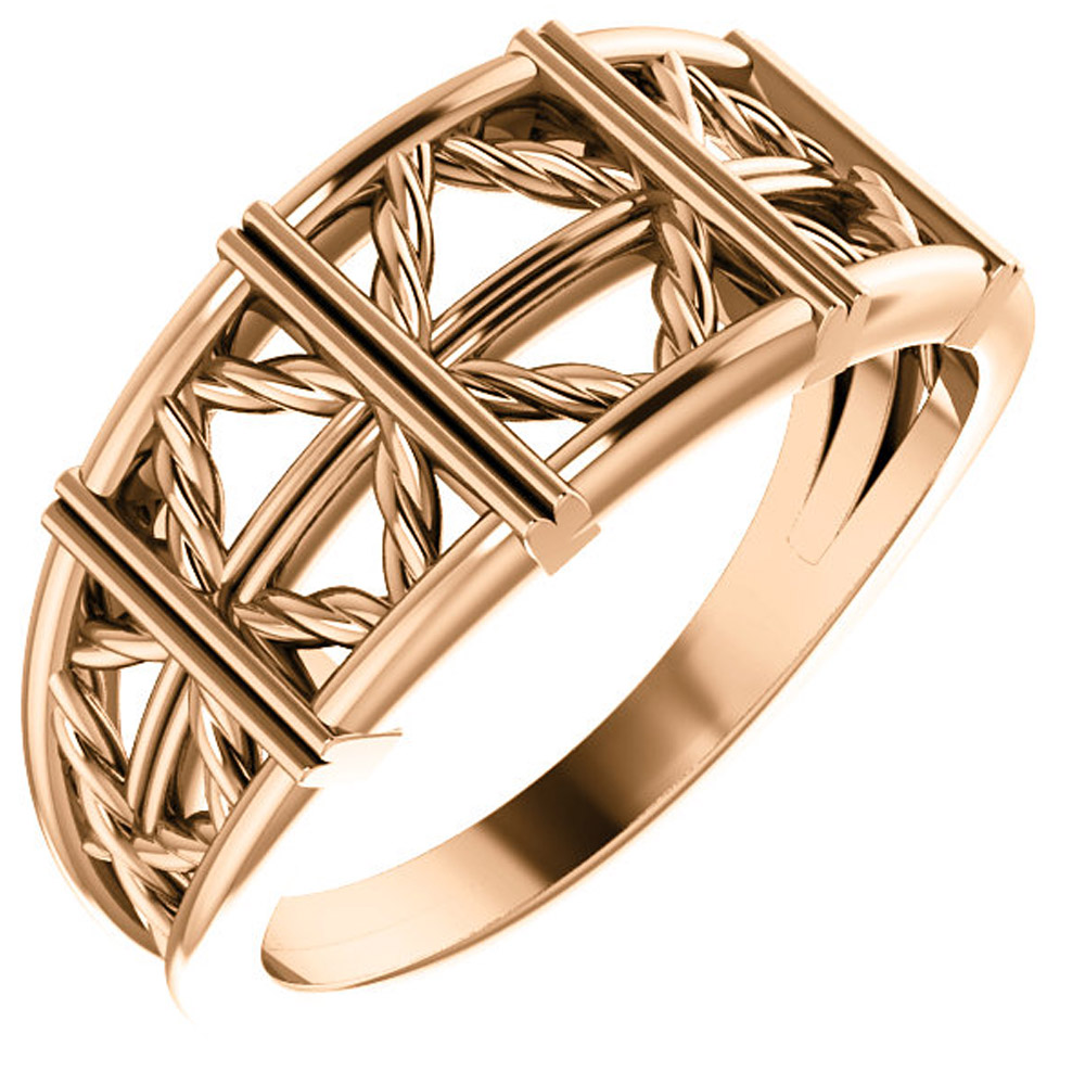 14K Rose Stackable Lattice Ring