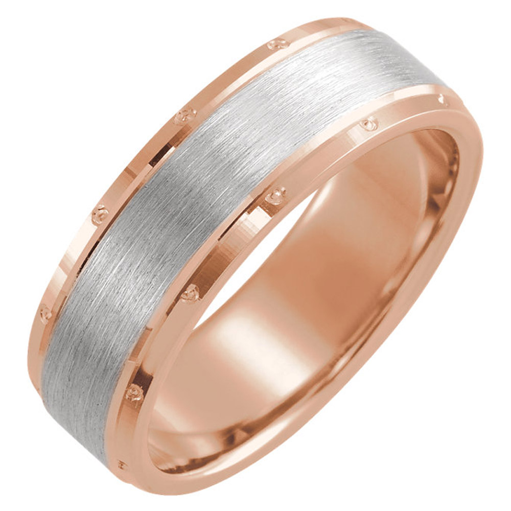 14K Rose  White 7 mm ComfortFit Band