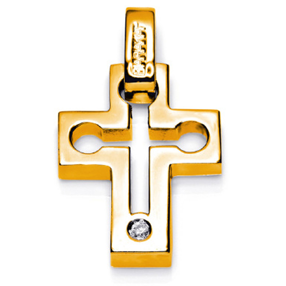 Baraka 18K Yellow Gold  Diamond Cross Pendant