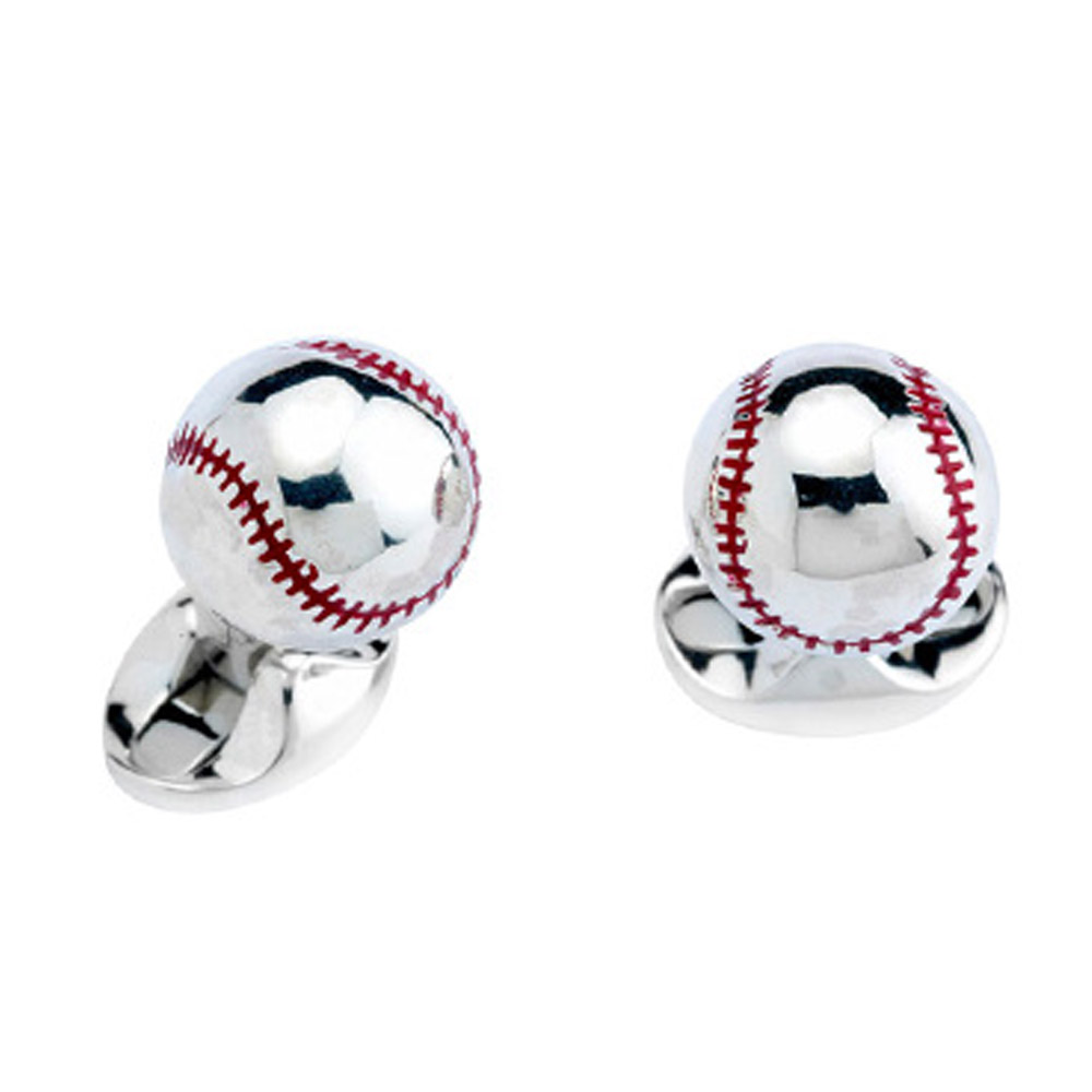 Deakin  Francis Sterling Silver Baseball Cufflinks
