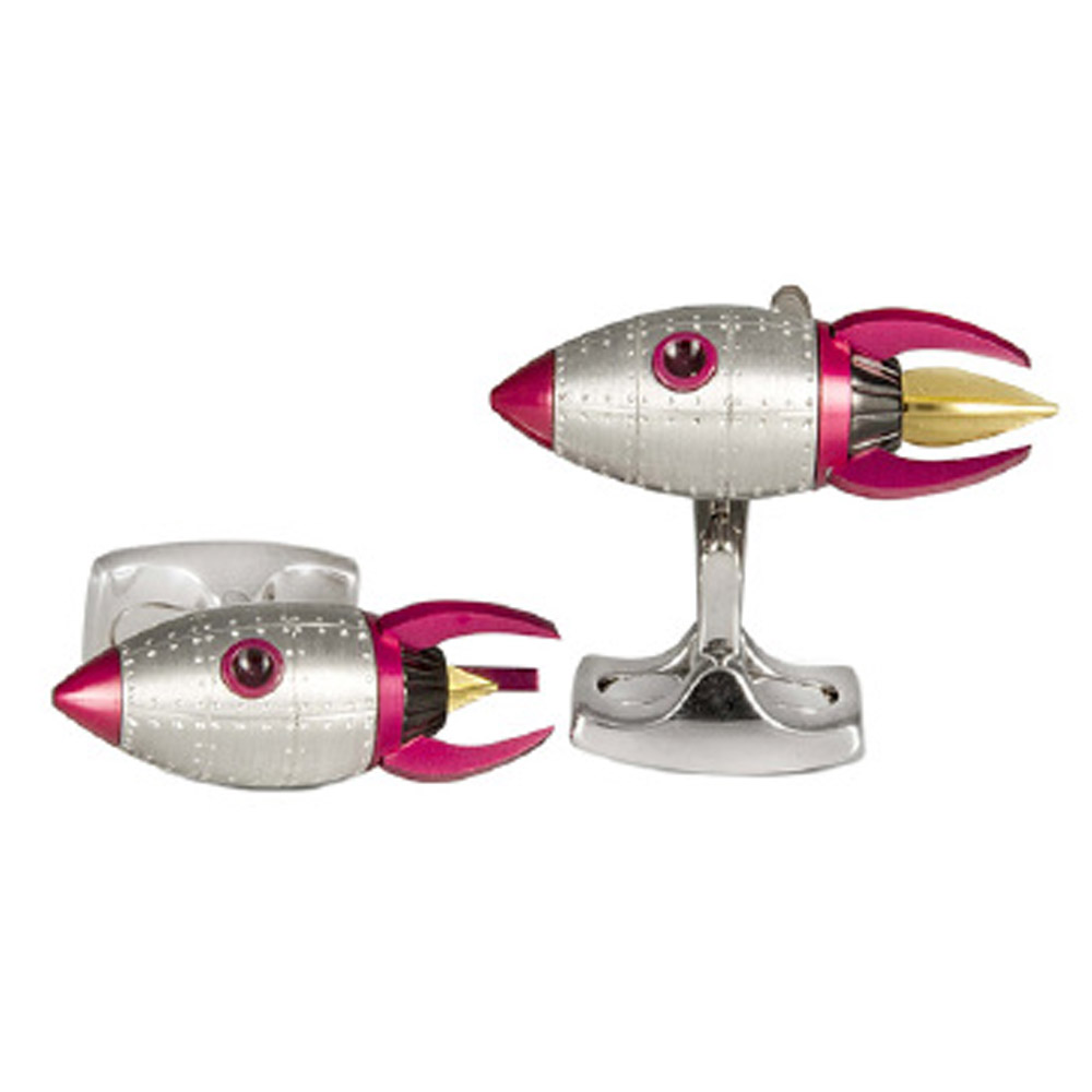 Deakin  Francis Stainless Steel Red Rocket Cufflinks
