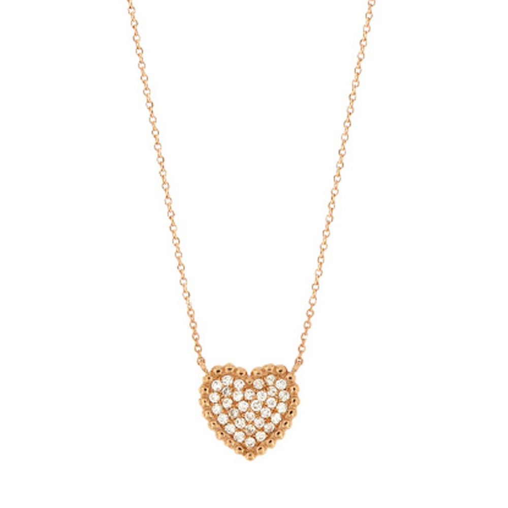 Love  Arrow Rose Gold and Diamond Heart Necklace