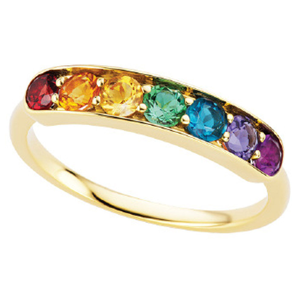 Jane Taylor Cirque 14KT Yellow Gold  Mixed Gem HalfWay Ring
