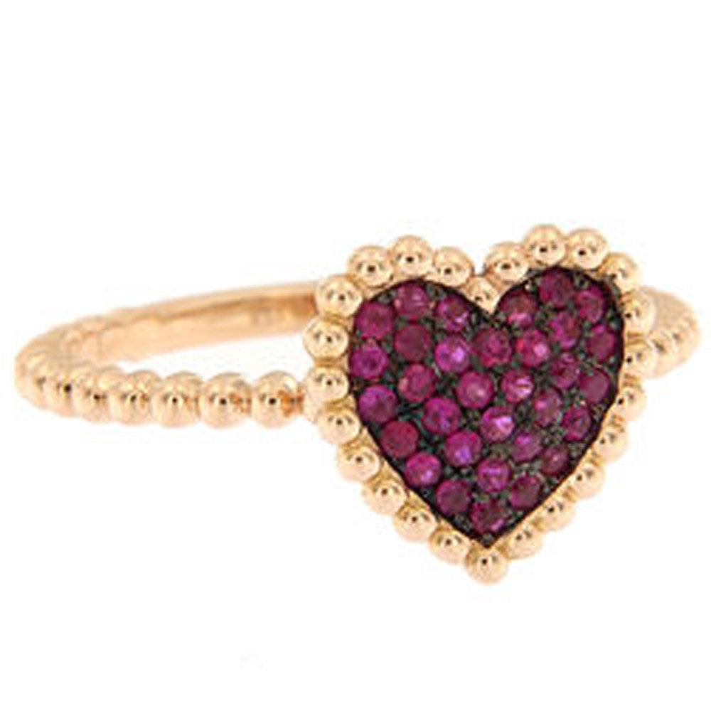 Love  Arrow Rose Gold and Ruby Heart Ring