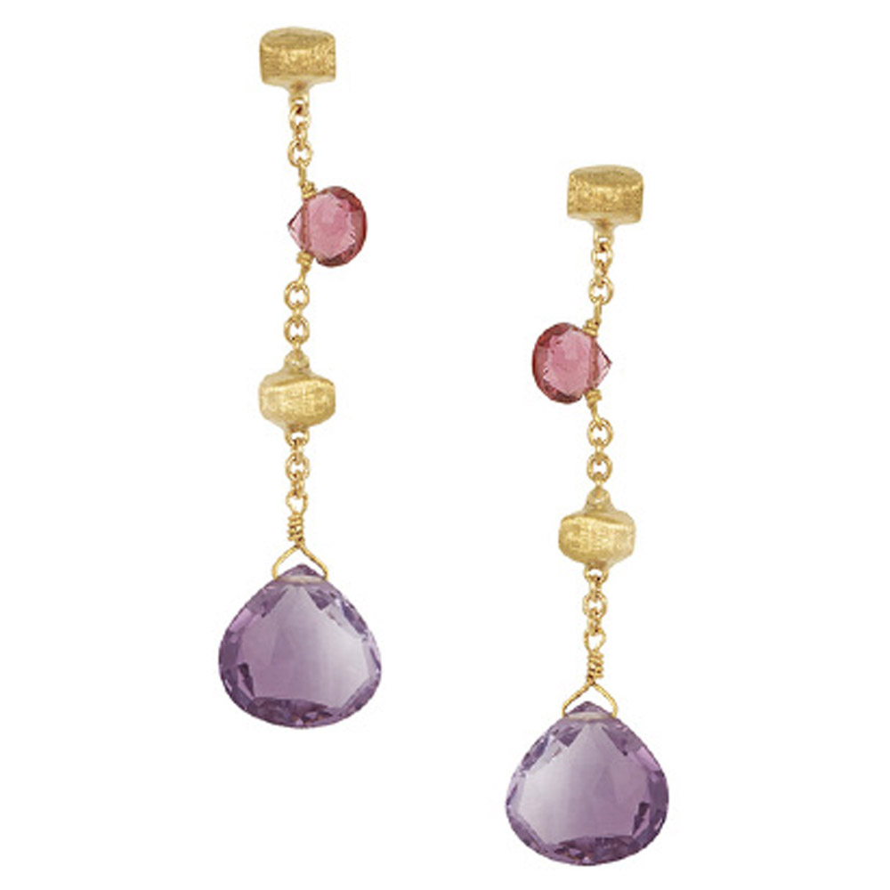 Marco Bicego Paradise 18KT Yellow Gold  Mixed Stone Short Drop Earrings