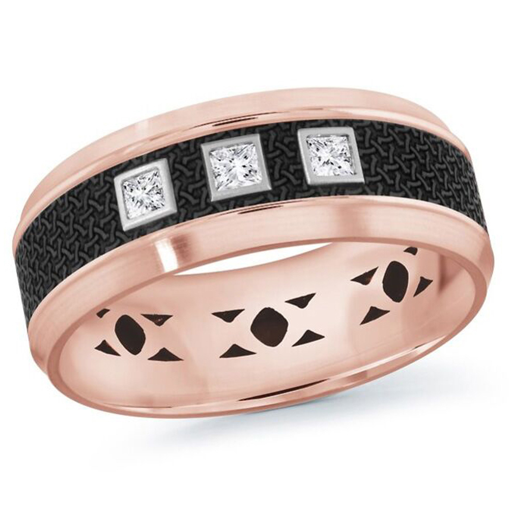 MENS WIDE CARBON FIBER DIAMOND WEDDING BAND