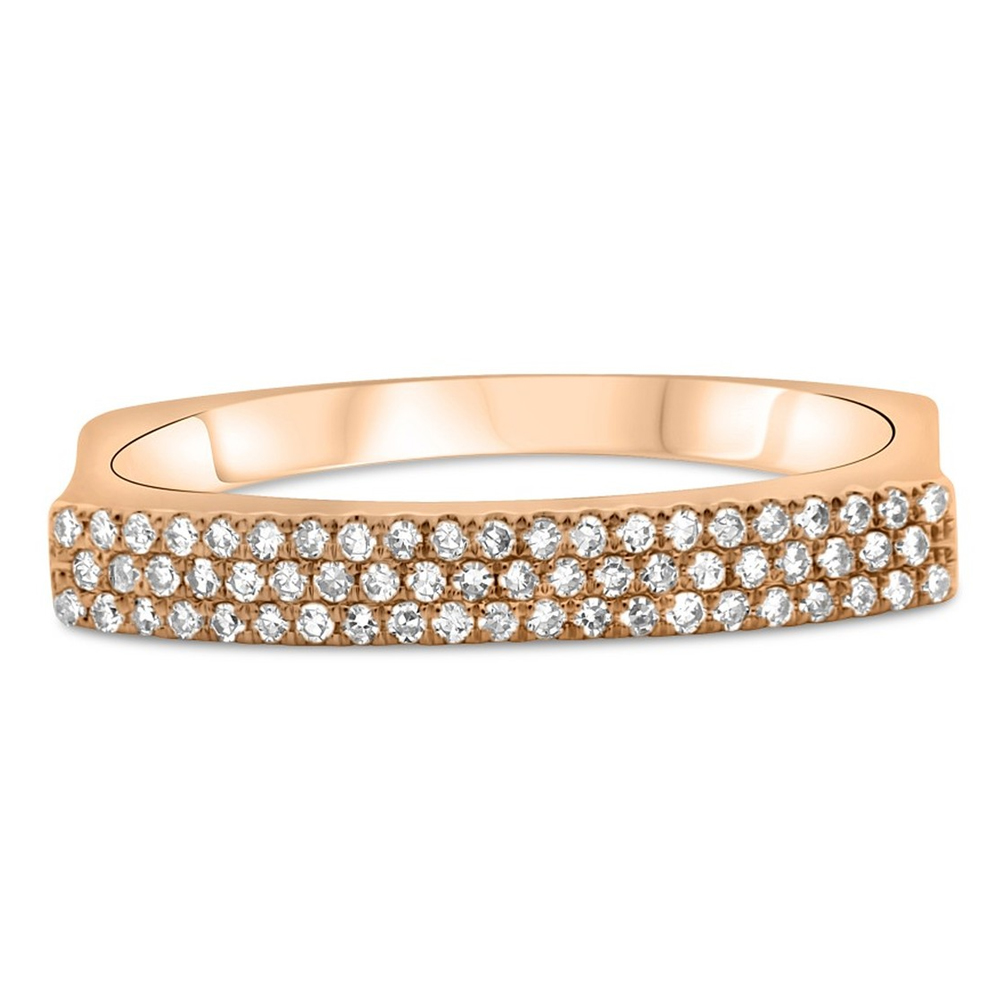 THREE ROW INDENTED DIAMOND BAND IN ROSE GOLD