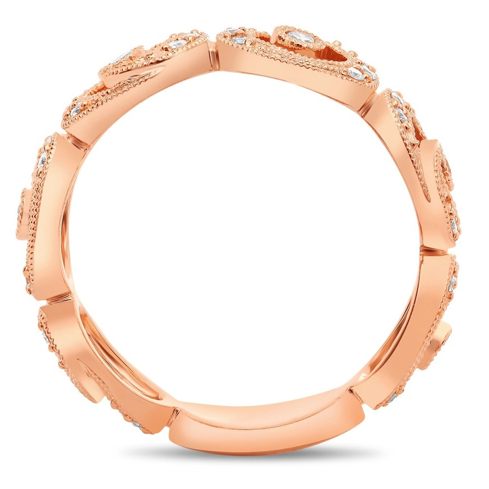 ROSE GOLD SWIRLING MILGRAIN DIAMOND BAND
