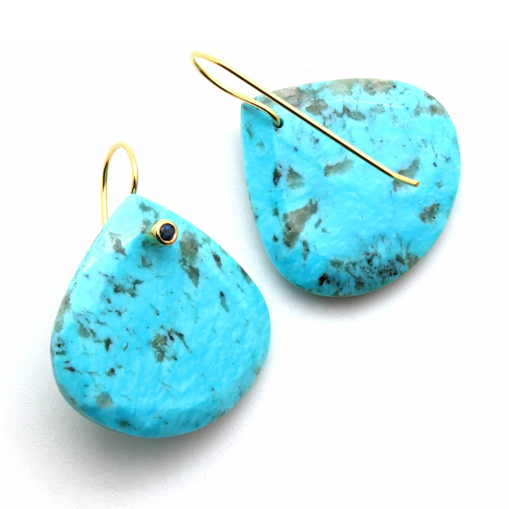 Wide Turquoise Teardrop Earrings