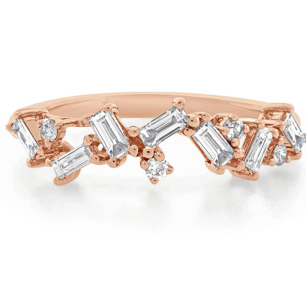 Rose Gold Organic Baguette Diamond Ring